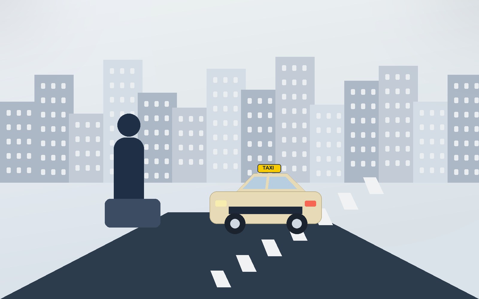 Geschäftskunde nutzt Taximobilität im urbanen Umfeld