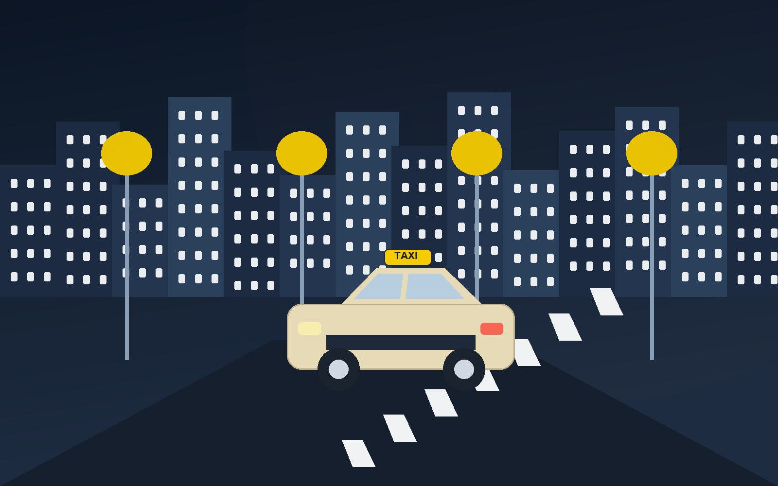 Taxi bei Nacht als sichere Mobilität