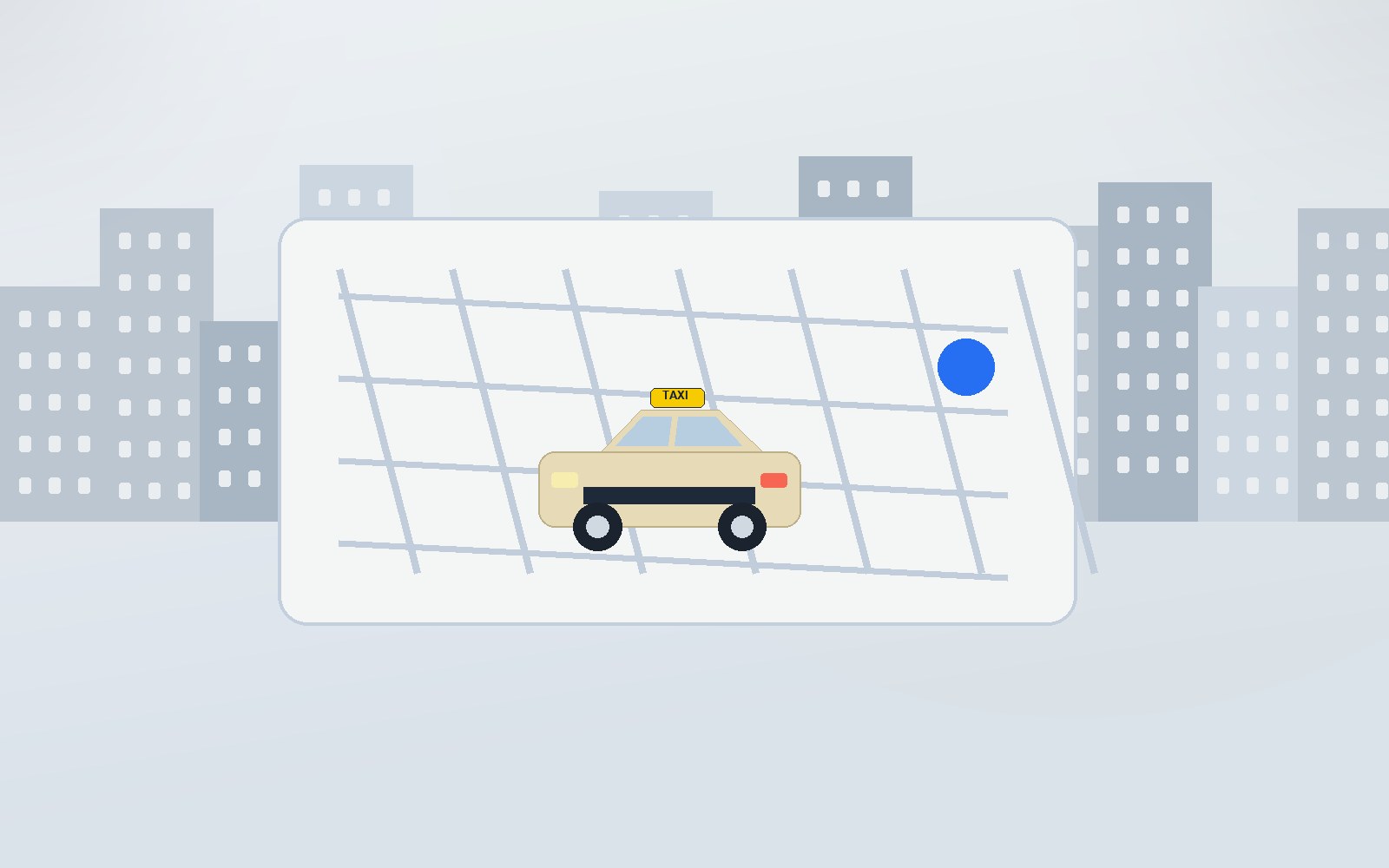 Stadtmobilität mit Taxi und kommunaler Verkehrsstruktur