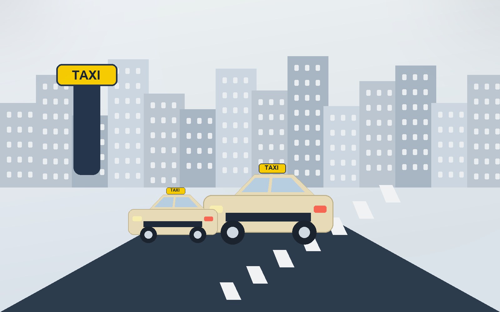 Taxi an einem Taxistand in einer europäischen Stadt